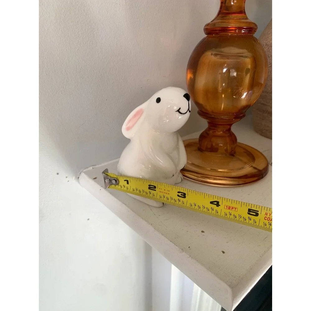 Vintage White Ceramic Bunny Rabbit Salt and Pepper Shakers Set Easter Decor